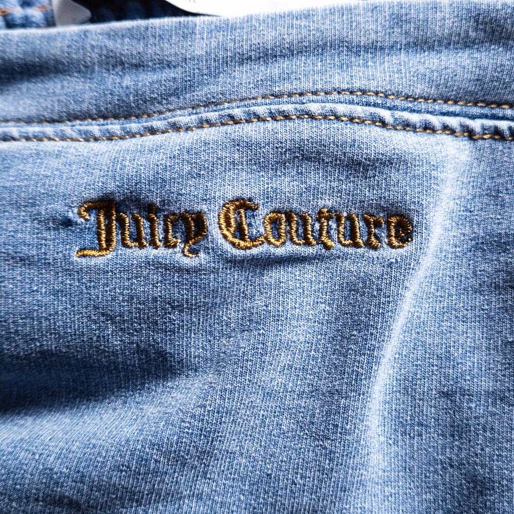 Juicy Couture Cropped Denim Top L Blue Y2K McBling Beachy - Picture 5 of 6